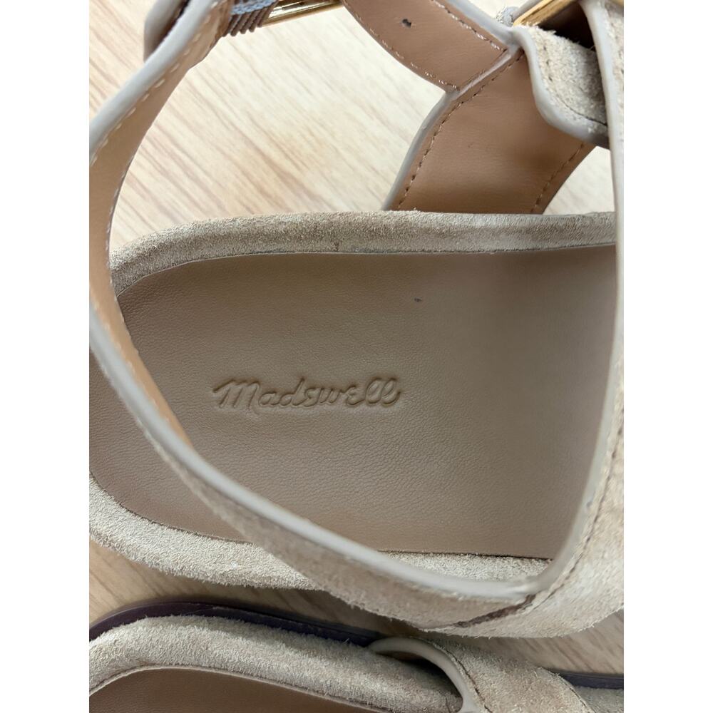 Madewell Dara Double Strap Suede Sandals Tan Size 8 Minimal Chic - Picture 5 of 9
